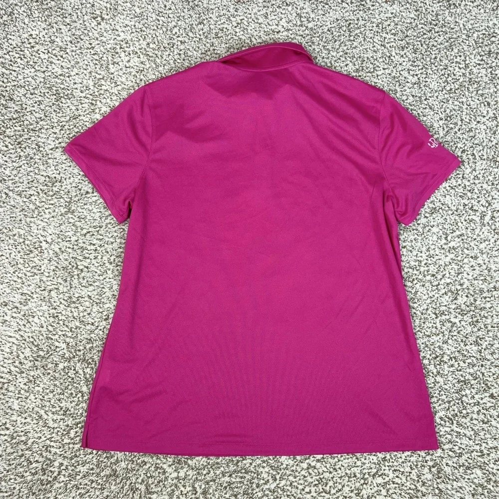 Nike Polo Shirt Womens Large Pink Dri Fit Short Sleeve Golf Top Collared Sport